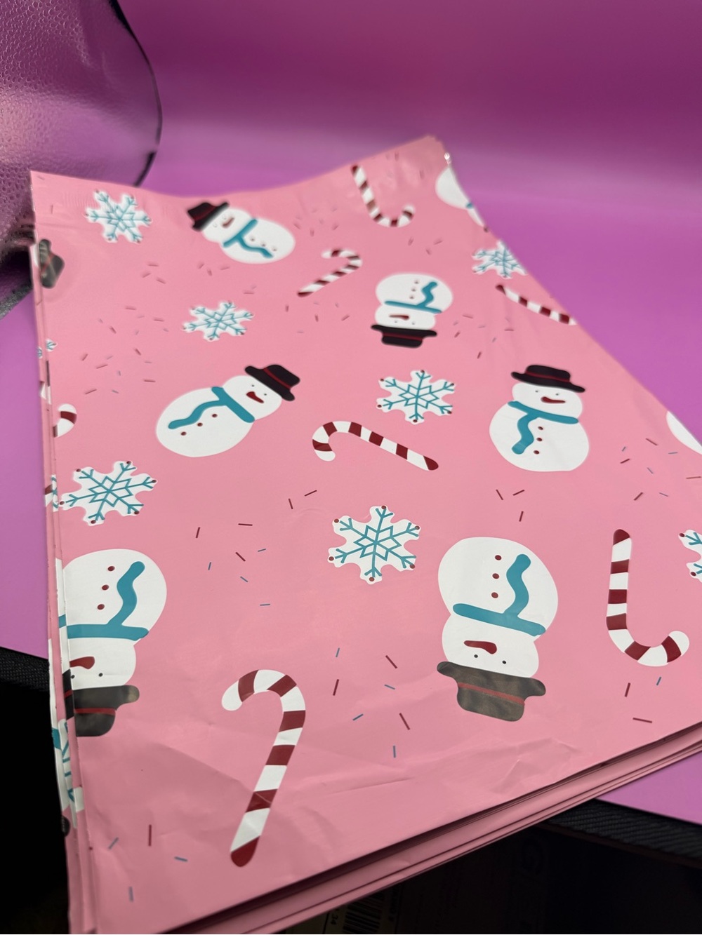 20 - 10x13 Holiday Poly Mailers Snowmen & Candy Canes